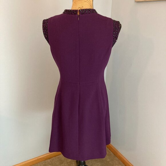 Vince Camuto Dress 8P Purple Sleeveless Beaded Black Bling - Picture 2 of 9